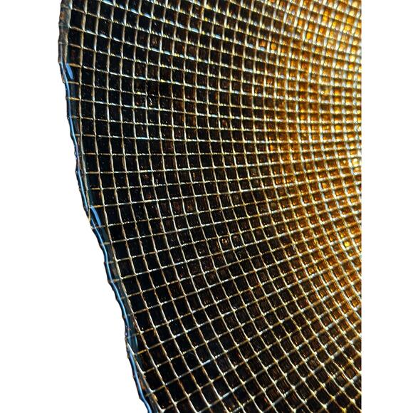 Bronze Gold Art Glass Design Large Centerpiece Scalloped Edge Bowl-16" Diameter! - Picture 7 of 10